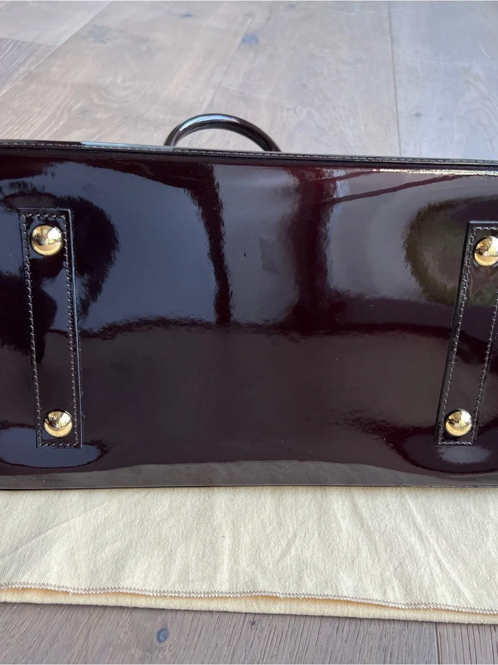 Louis Vuitton Patent Vernis Alma MM Satchel in Deep Burgundy
